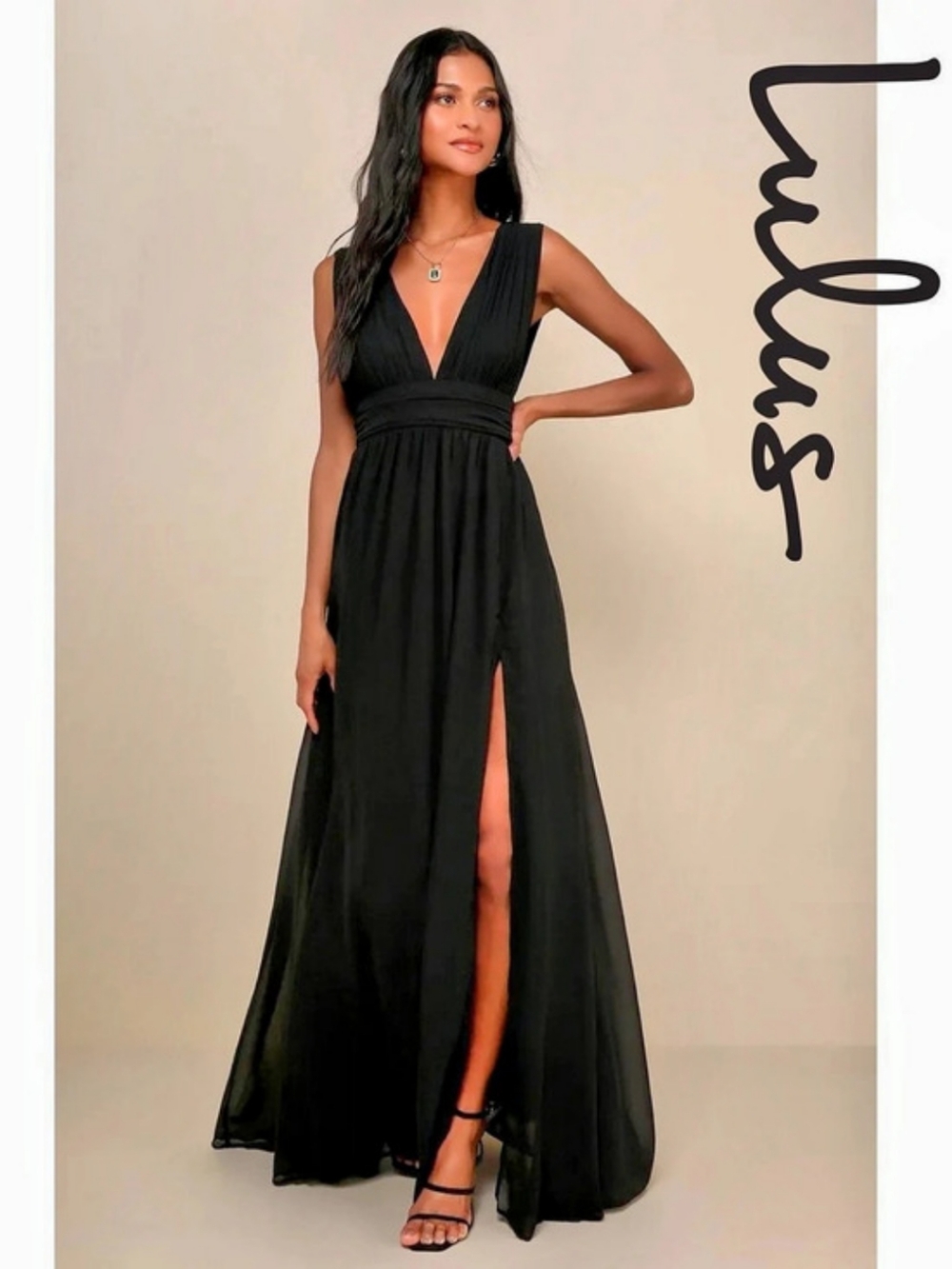 Lulus Heavenly Hues Black Maxi Dress